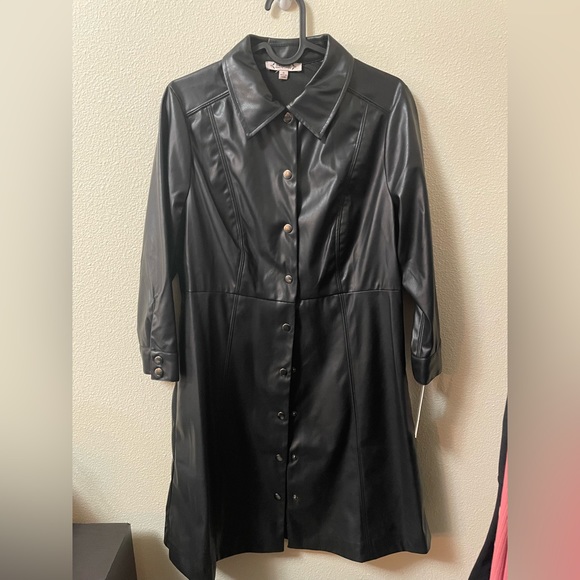 Nanette Lepore Leather Button Up Shirtdress - Picture 4 of 11